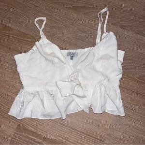 Toni white babydoll tank top, tie in the front